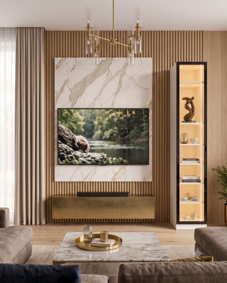 Cam Kapaklı Modern Vitrin
